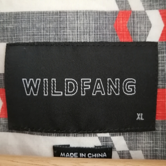 Wildfang Woman's Essential Short Sleeve Button Up Red Gray White Geometric XL - Picture 7 of 16